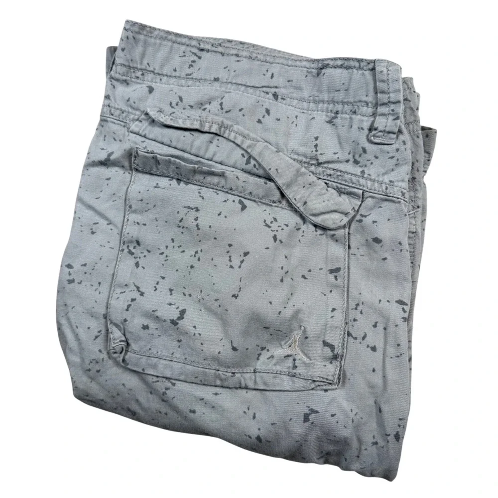 Jordan Cargo Shorts Men 36 Grey Splatter Cement Print Cotton Jumpman MJ 23